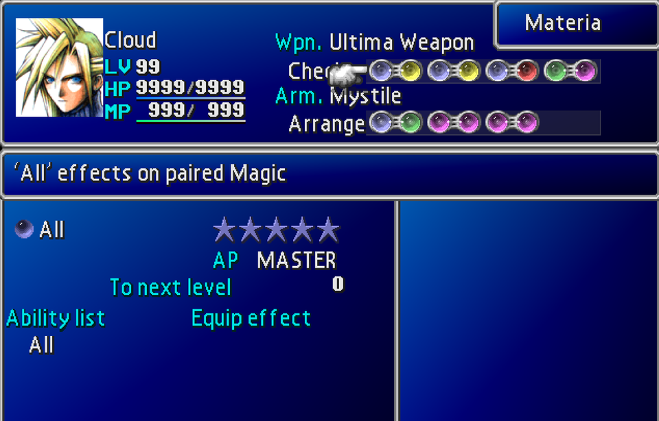 [FF7] 마테리아 조합의 예