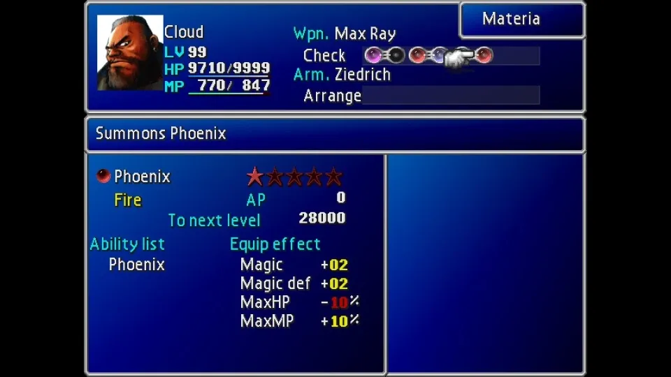 [FF7] 소환 마테리아